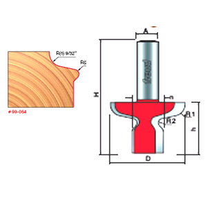 Freud Finger Pull Router Bit Detail Drawing